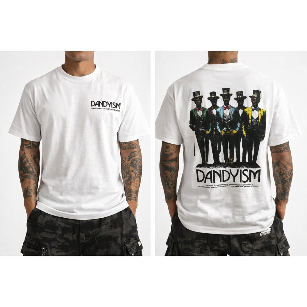 Modern Dandy - Dandyism Graphic Tee - White - Heavyweight Streetwear - LARGE NEW